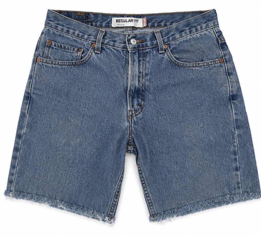 Levi's 505 Denim Shorts Mens 32 Blue Light Wash Regular Fit Cut Off Style